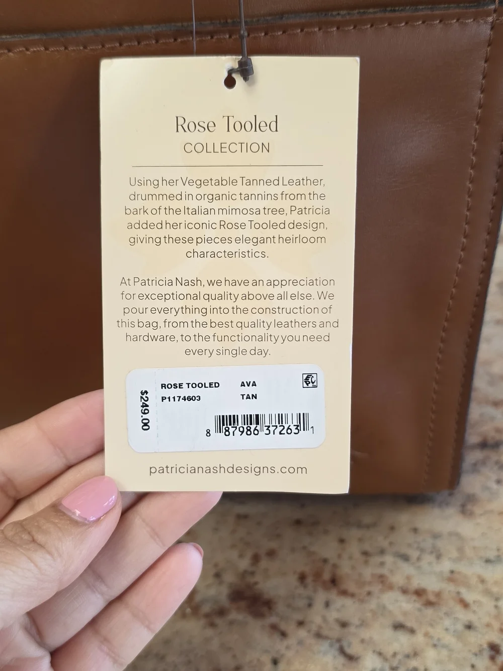 Patricia Nash  Med Ava Tote Bag in Tan Vegetable Tanned Rose Tooled Leather NWT